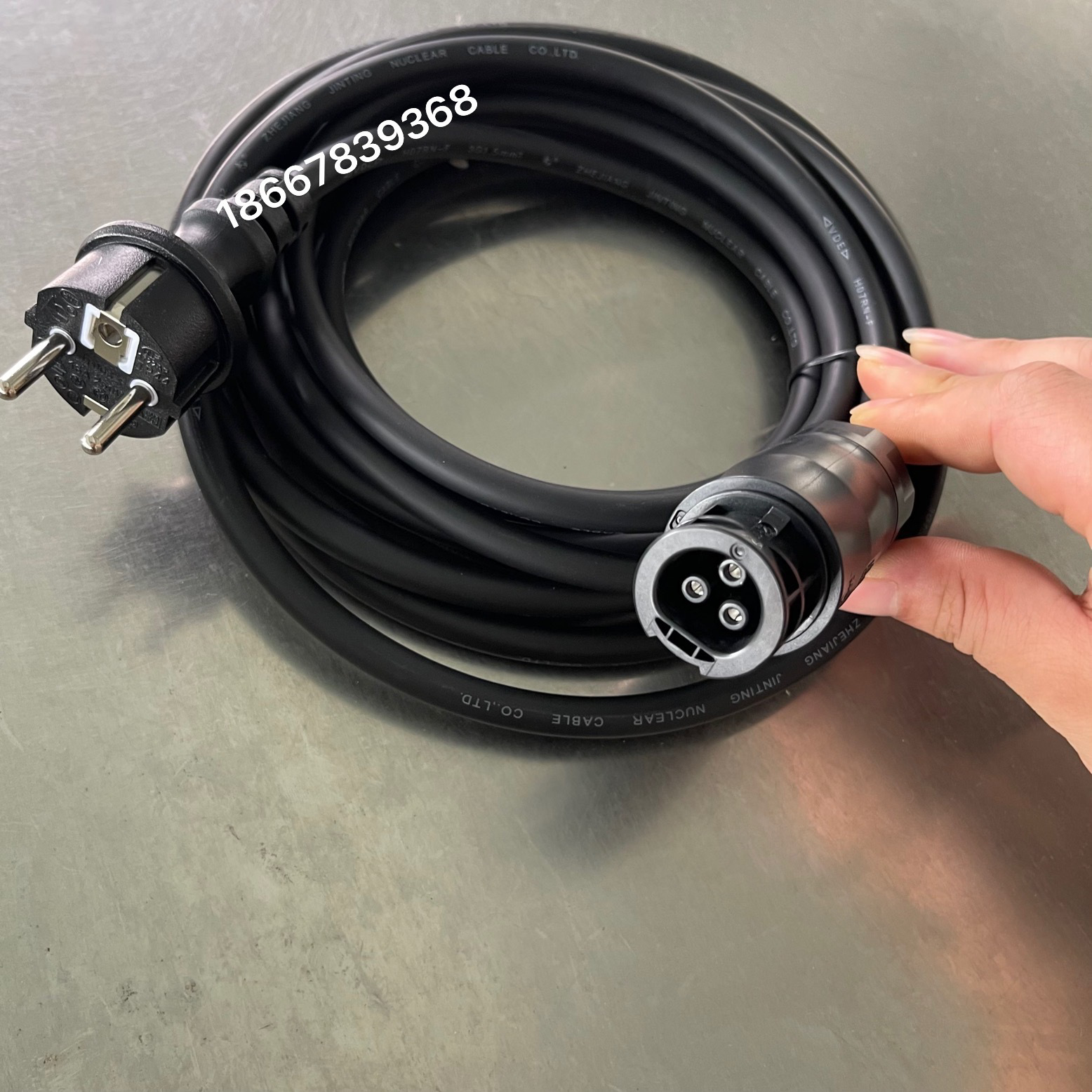 欧规插头橡胶线转太阳能光伏微型逆变器BC01公母接头IP44防水线