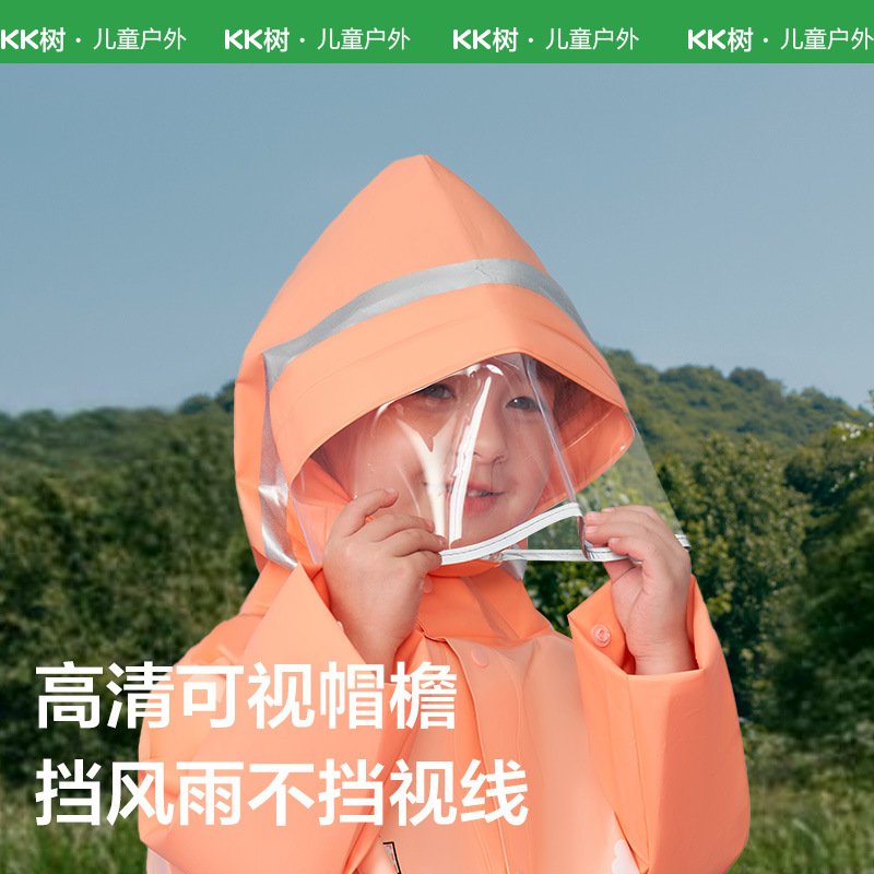 KK Árbol Niños impermeable niños y niñas poncho de doble ala ropa a prueba de lluvia kindergarten bebé con mochila dinosaurio