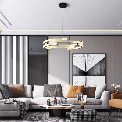 戒指高档圆环灯具现代轻奢客厅吊灯创意个性简约设计师款餐厅主灯|ms