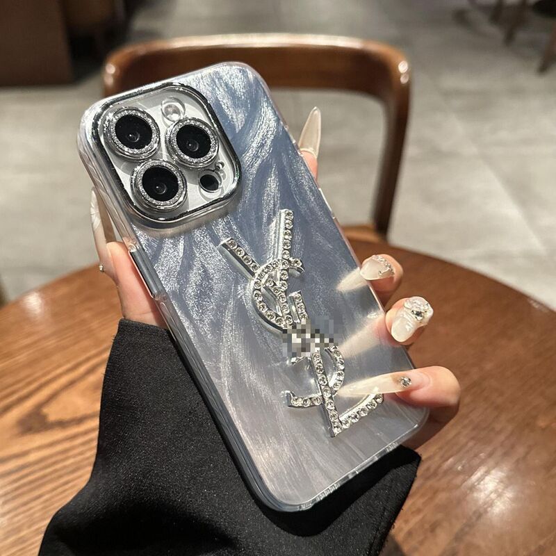 Luxury Designer Phone Case for iPhone 17 Pro Max, Feather Yarn Case for 16, Glacier Pattern Glitter Lens Case for 14/15/X