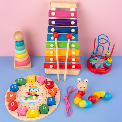 Children's Intellectual Enlightenment Music Piano Bead Wrapping Baby Early Education Wooden Toys Street Stall Advantage Toys