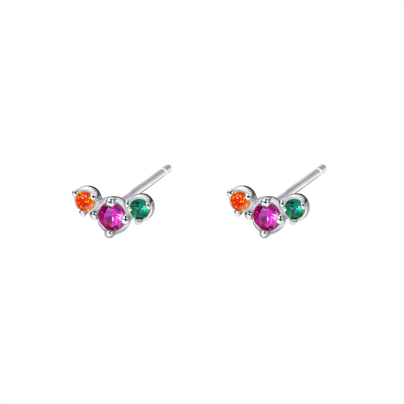 Colored Zircon Mini Stud Earrings For Women High-end Design_voghion.com