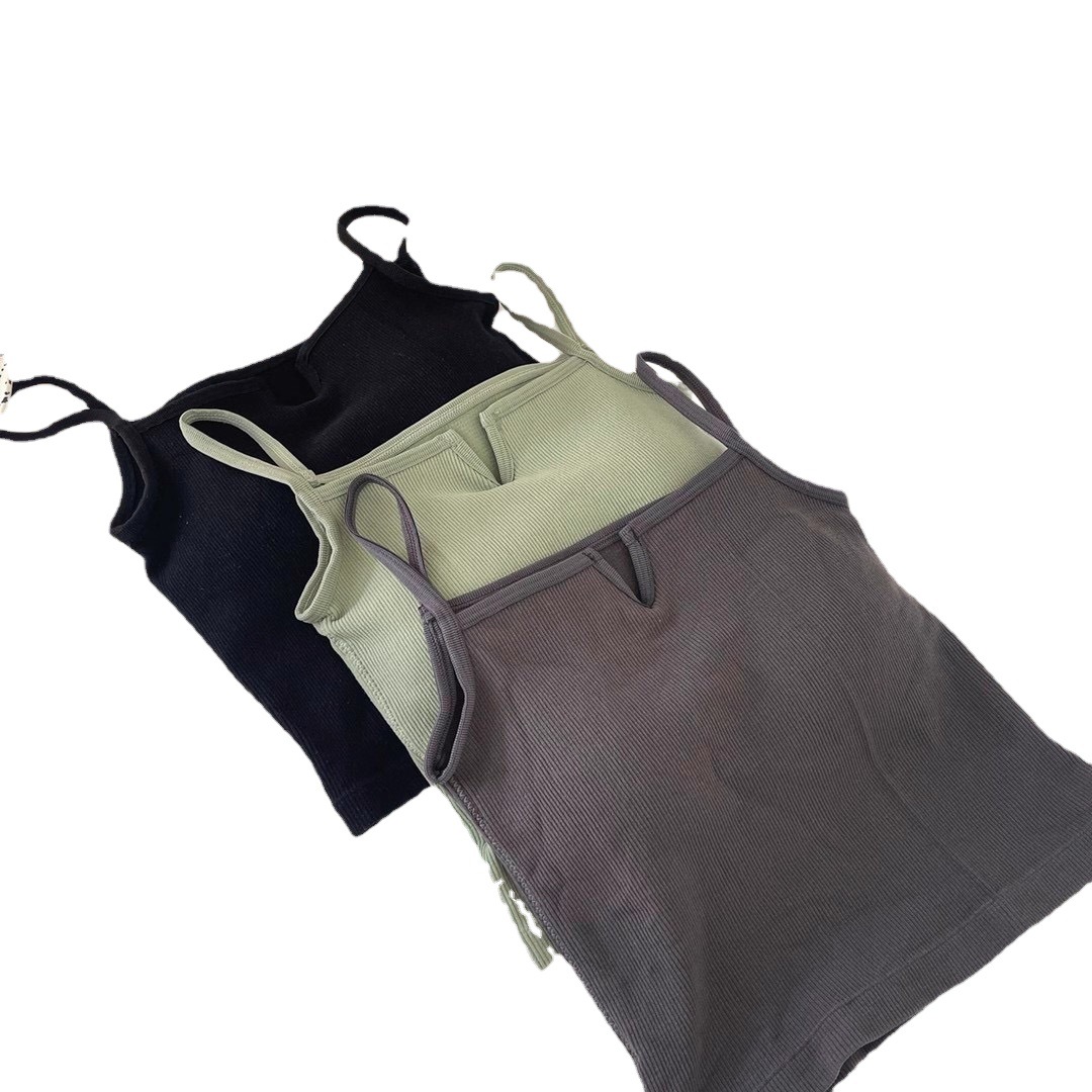 Nuevo estilo de la belleza de nuevo pequeño cuello en V camisola versátil desgaste exterior superior americano nicho estudiante fijo Copa ropa interior