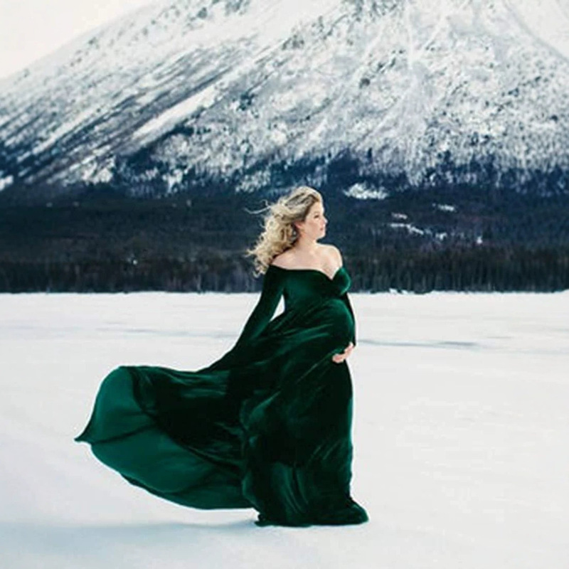 2022 European and American Fall/Winter Women's Velvet Pregnant Women's V-Neck Trailing Dress Photography Dress 1212 2022 European and American Fall/Winter Women's Velvet Pregnant Women's V-Neck Trailing Dress Photography Dress 1212