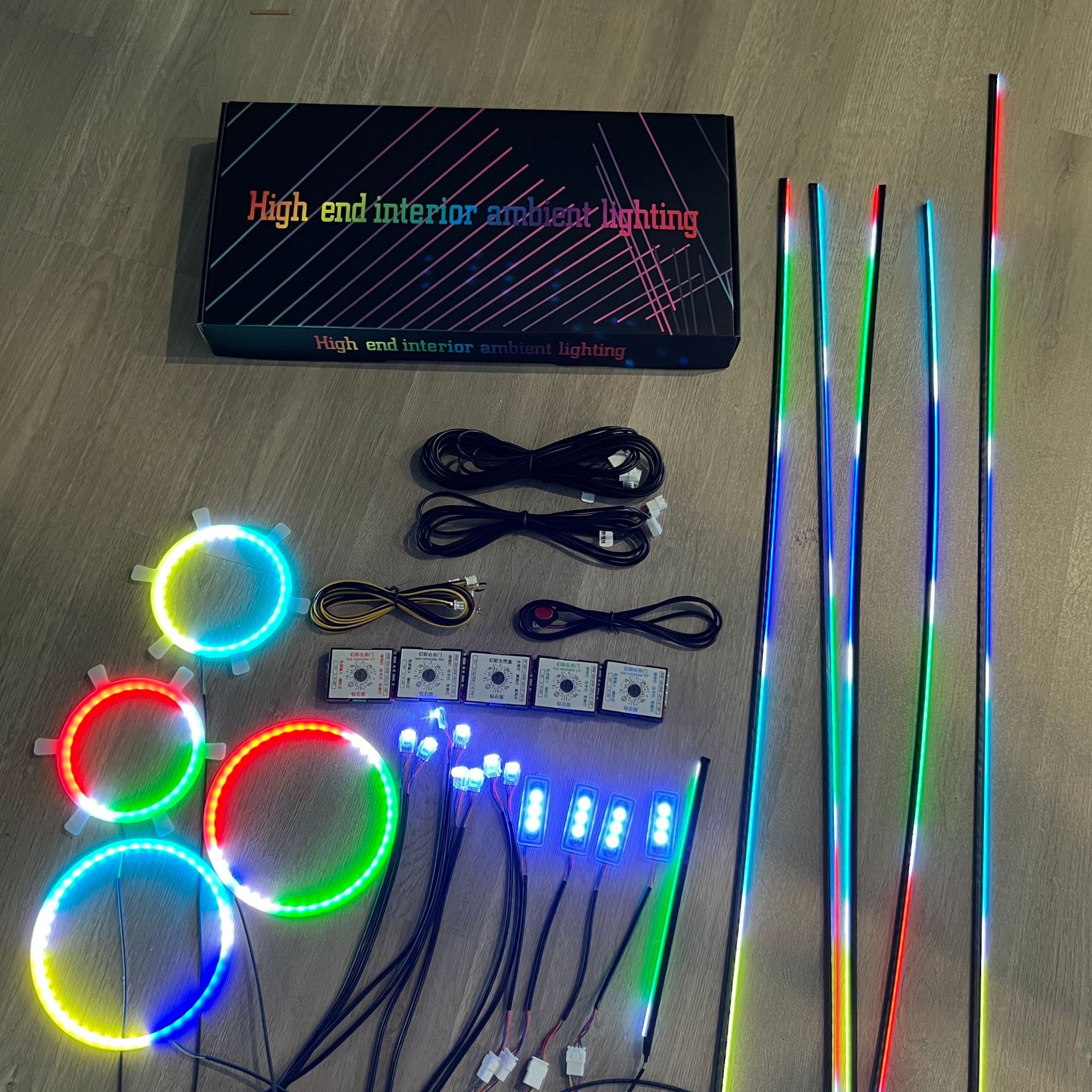 Factory Direct Sales Car Led Ambient Light, Colorful Dynamic Flowing Ambient Light, 18 Lights