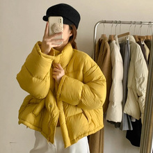 白鸭绒羽绒服女冬季2025新款韩版泡芙感面包服小个子短款保暖外套