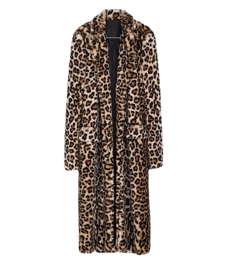 Îmbrăcăminte pentru femei, haină de blană de leopard, haine pentru femei, toamna și iarna, blană groasă și caldă de iepure, plush, haină lungă de blană de mărime mare_voghion.com