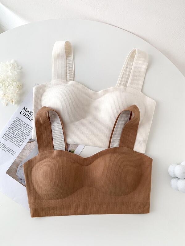 Seamless Thin Beautiful Back Underwear Women's Chest-revealing Small Bra Integrated Vest-type Comfortable Small Chest Gathering Bra