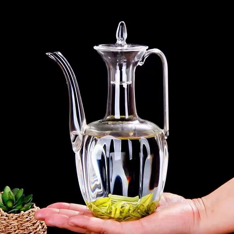 Imitation of Song hand holding pot heat -resistant glass, noble concubine pot transparent small bubble teapot electric ceramic furnace household teapot Chinese -style green jug