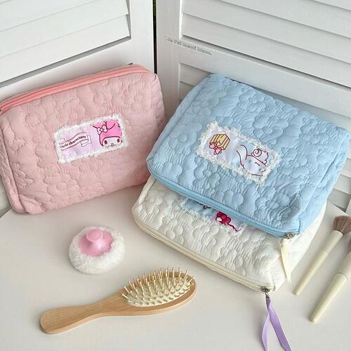 Quilted flower handbag ins student girl portable large capacity storage bag nylon toiletry bag cosmetic bag