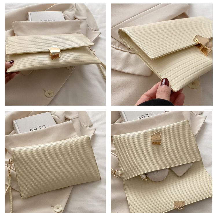 Pu Leather Solid Color Sewing Thread Square Clutches