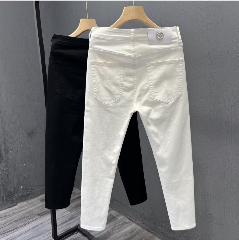 Trendy Brand White Pants Korean Style Slim-fit Ankle-length Pants 2023 Summer New Men's Cotton Stretch Jeans Trendy Brand White Pants Korean Style Slim-fit Ankle-length Pants 2023 Summer New Men's Cotton Stretch Jeans