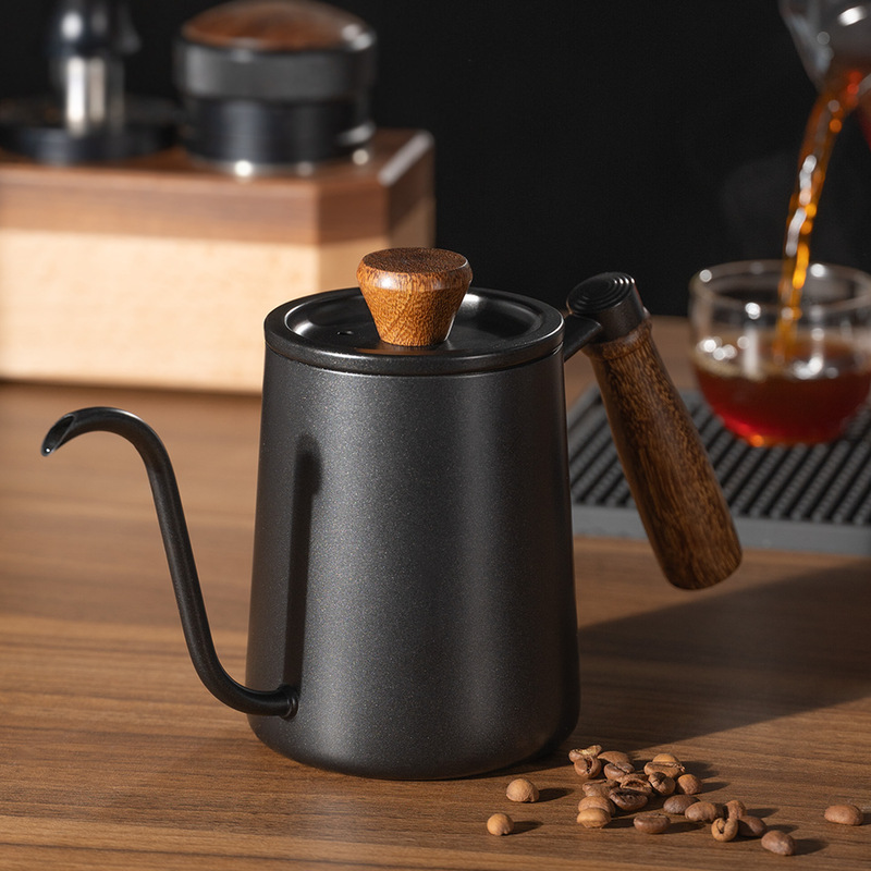 Coffee Pour-Over Kettle with Solid Wood Handle, Stainless Steel Long Spout, Fine Mouth for Flow Control, Filter, Home Use Coffee Brewing Kettle Coffee Pour-Over Kettle with Solid Wood Handle, Stainless Steel Long Spout, Fine Mouth for Flow Control, Filter, Home Use Coffee Brewing Kettle