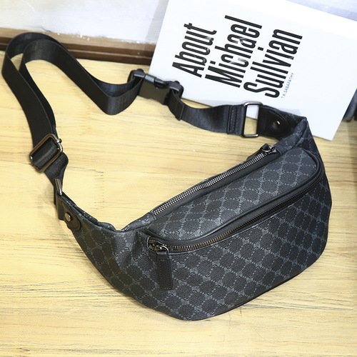 2024 New Plaid Chest Bag Sports Cycling Mobile Phone Waist Bag Korean Style Men’s Shoulder Bag Casual Fashion Crossbody Bag