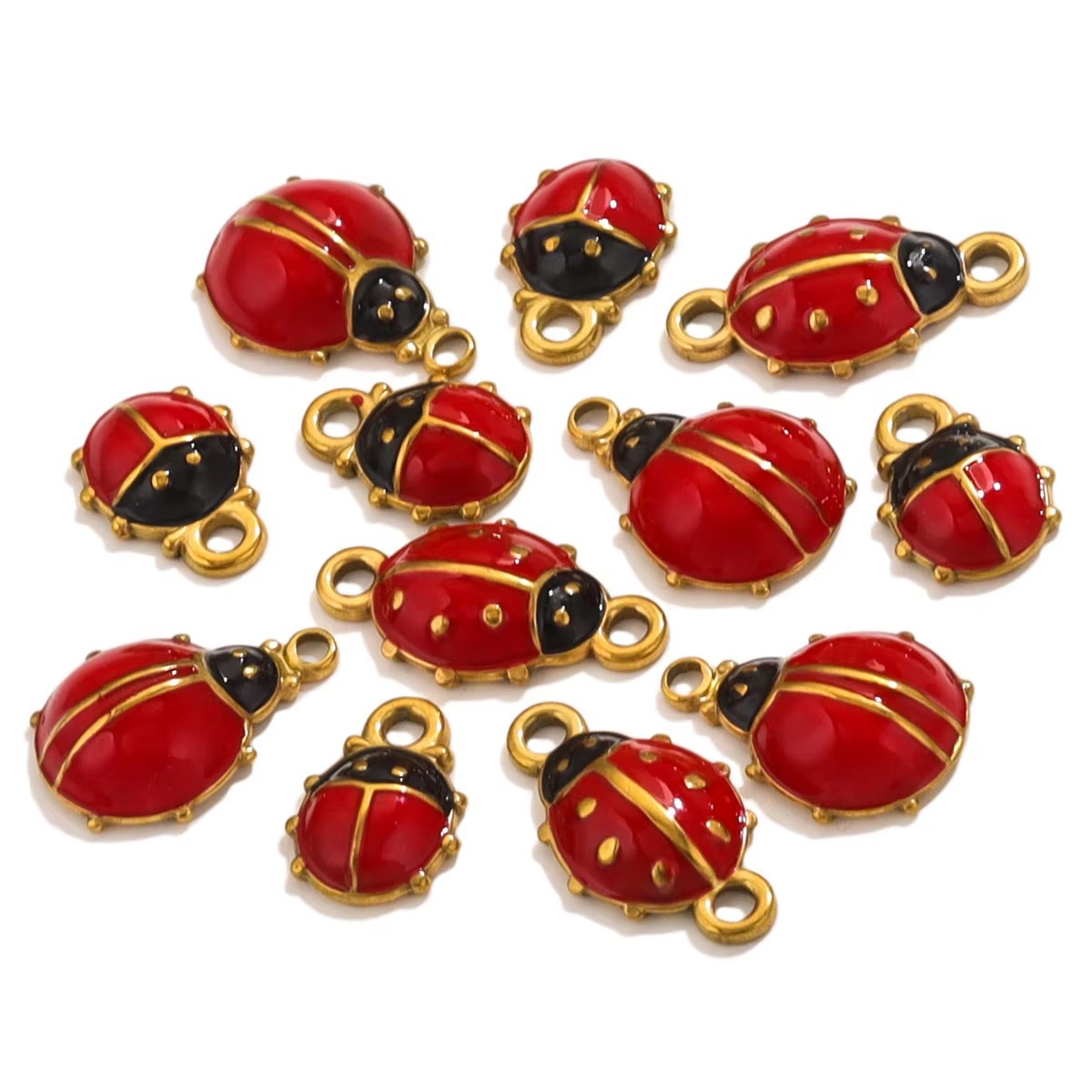 1g Weight Pendant Jewelry Making Type 5 PCS/Package 304 Stainless Steel Ladybugs Pendant Pendant