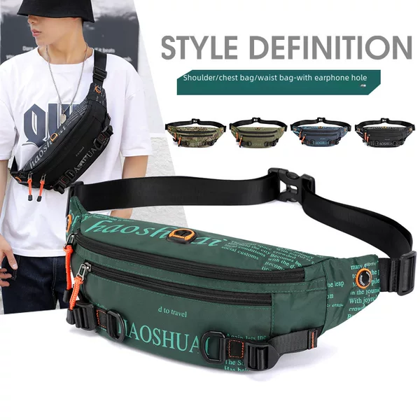 Cross-border exclusive for new outdoor men's waist bag street fashion chest bag messenger bag sports running close-fitting waist bag