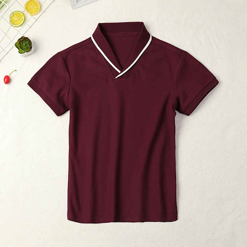 Детская футболка, голубой и белый polo, летняя форма для учащихся, с коротким рукавом