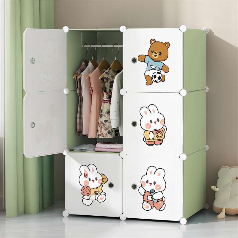 Wardrobe Assembly Storage Wardrobe Simple Wardrobe for Rental Housing Sturdy and Durable Storage Cabinet Cross-Border One Piece Free Shipping