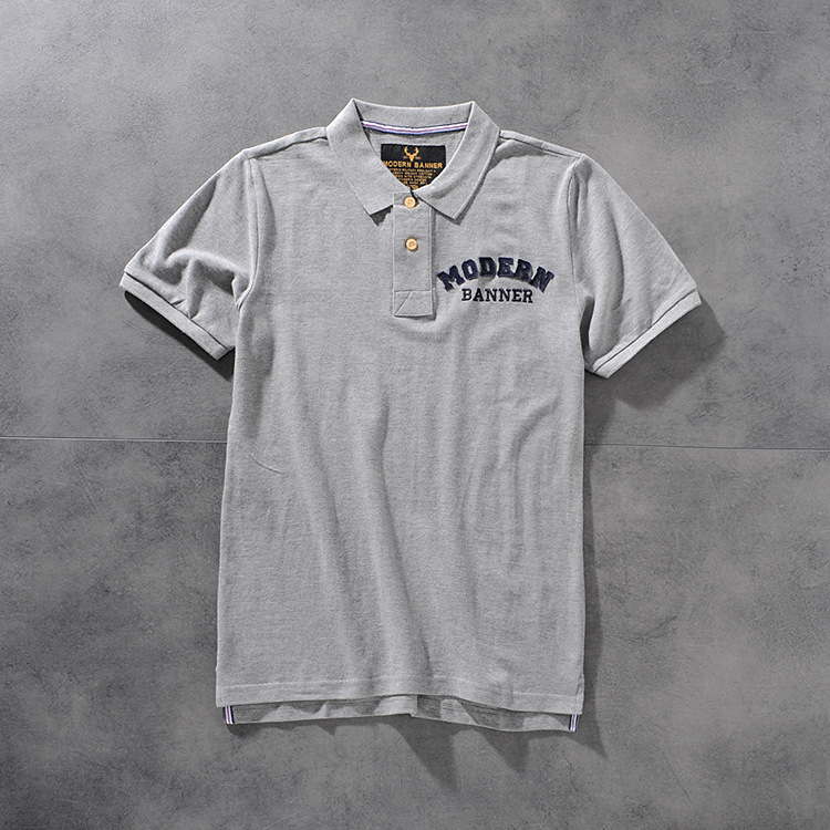 Modern banner American minimalist 100-letter men turn collar short-sleeved POLO shirt M701 4