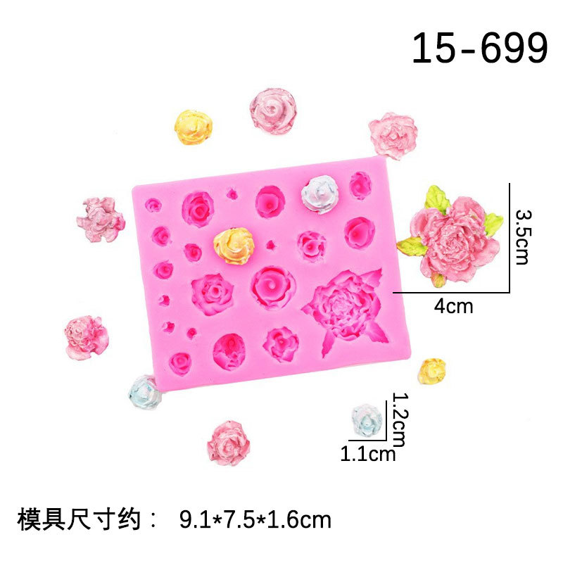 Grande y pequeño Rosa forma fondant pastel molde chocolate fondant pastel decoración epoxi arcilla decorativa Silicona