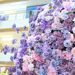 模造花莫奈花園風シリーズ結婚式講堂路引布景結婚祝い装飾造花油絵風高級感