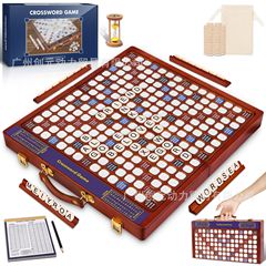 木製溝付き型のボードゲーム、ポータブルで折りたたみ可能な文字パズルゲームボックス、親子で楽しめる木製知育玩具