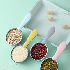 米をすくうスプーン多機能小麦粉を掘る粉ミルク米粉スプーン家庭用プラスチック長柄クリップスプーン米をすくうスプーン