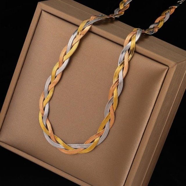 20g Weight Necklace Classification snake chain Chain Type Fashion Simple Style Geometric Titanium Steel Plating Braid Necklace