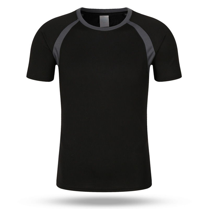 เสื้อยืดคอกลมสีวิ่งมาราธอนแบบสวมแห้งเร็วสำหรับ160g75D เสื้อแร็กแลนสีเข้ากันกับโลโก้ของเด็กผู้ใหญ่