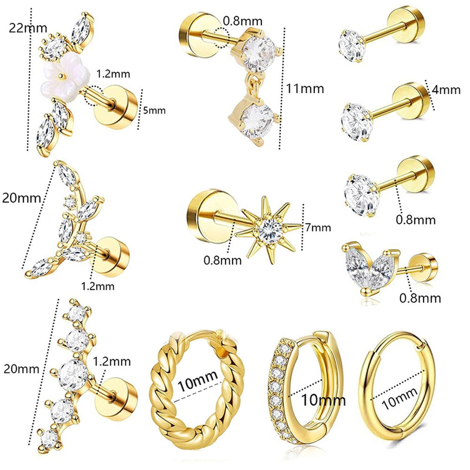 Star Zircon Round Earrings for Women Trendy Light Luxury Ear Piercing Jewelry Stainless Steel detail image 7