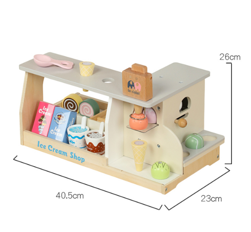国境を越えた模擬アイスクリーム店の子供たちのままごと玩具木製アイスクリームもちはミニキッチンを販売している