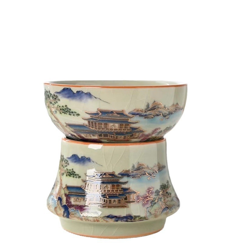 Blue and white porcelain tea leakage tea filter combination old…