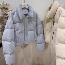 2025新款冬韩版灯芯绒立领宽松短款羽绒棉服女小个子棉衣保暖外套