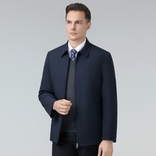 品牌秋冬新款男士羽绒服中老年加厚休闲方领白鹅绒内胆保暖外套男