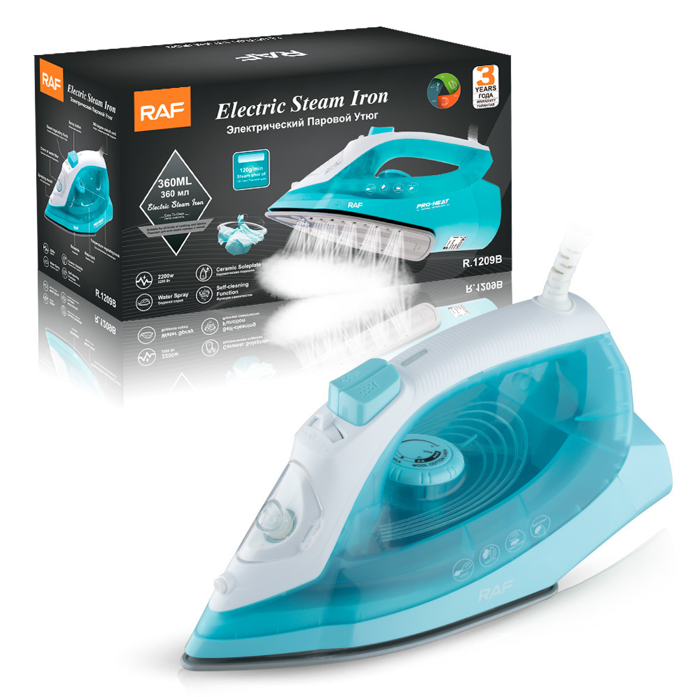 Plancha de vapor portátil portátil pequeña para uso doméstico transfronterizo estándar europeo RAF 2200W plancha de alta potencia