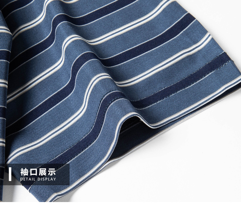 Áo polo nam cổ bẻ tay ngắn 100% lụa tơ tằm cao cấp — Màu xanh 23029 chi tiết 16
