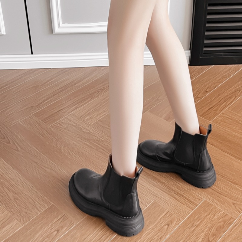 Simple Stylish~ Vintage British Style Round Toe Chunky Heel Platform Short Boots For Women, New Autumn And_vogvips.com