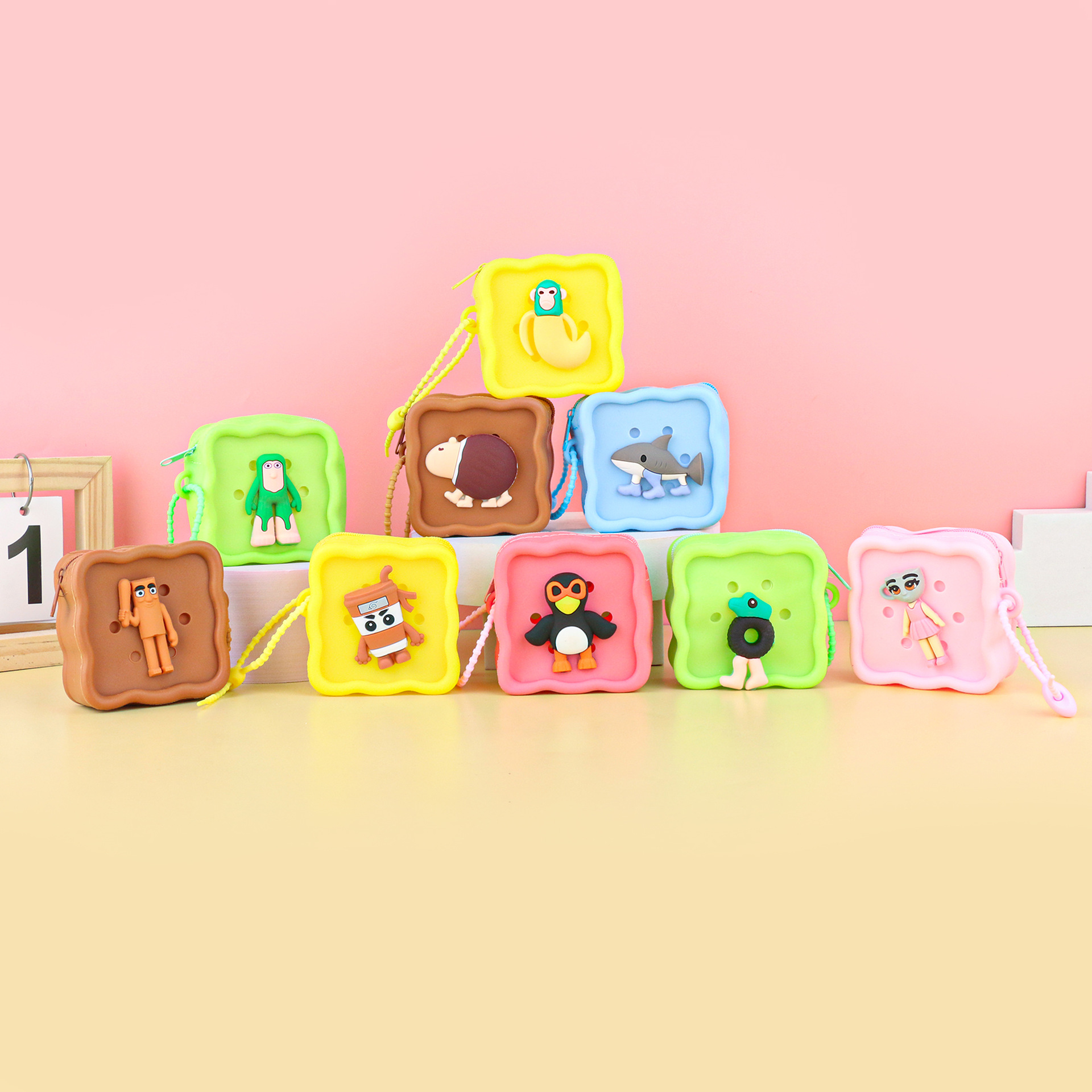 Q版山海经新款硅胶收纳包可爱卡通零钱包耳机包书包挂饰小礼品