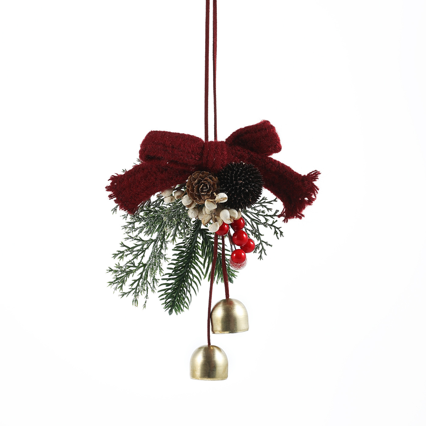 Colgante de Navidad campana de seda arco de arco de árbol de Navidad pinos de decoración colgante