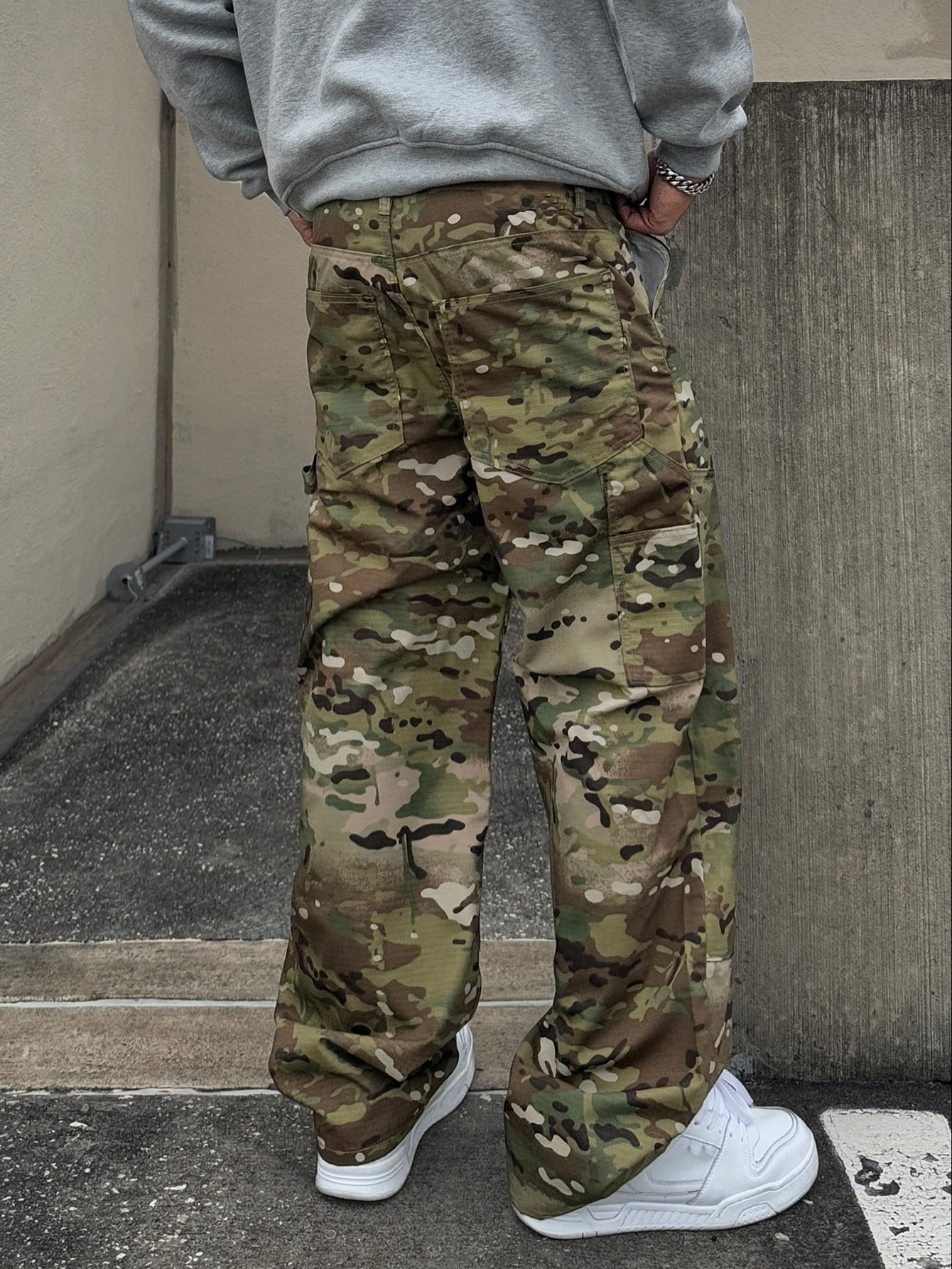Herren Camouflage Cargohose Locker Geschnittene Arbeitshose_voghion.com
