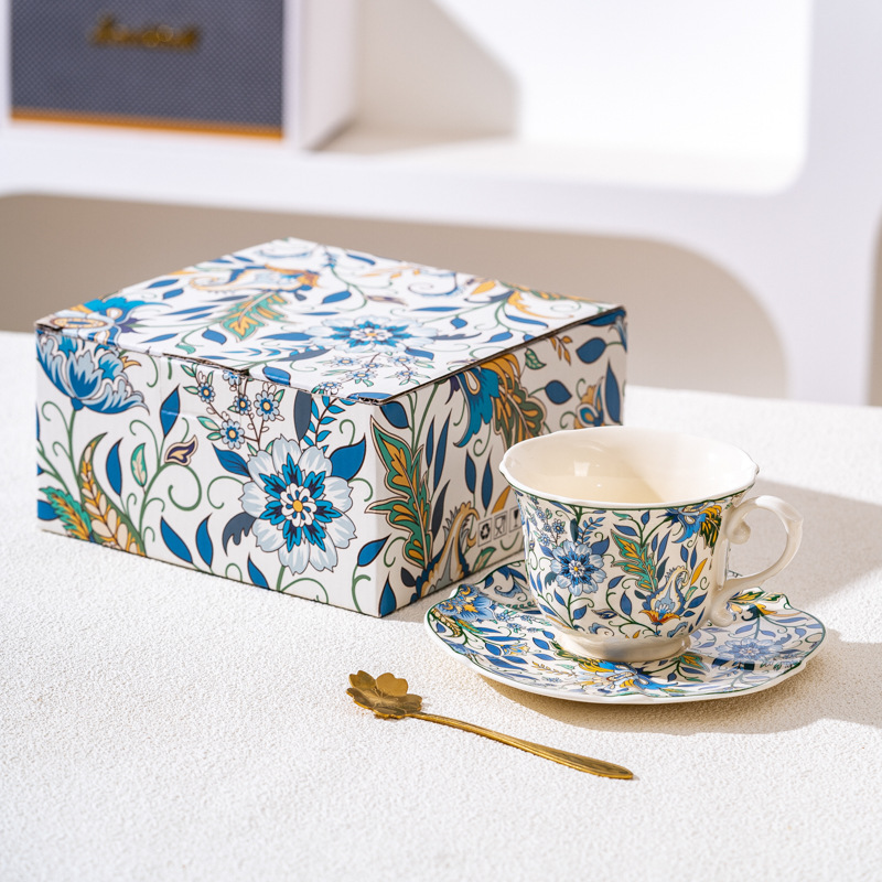 Taza de cerámica original retro taza de café taza de café de la tarde taza de té plato conjunto de taza de marca regalo de lujo ligero