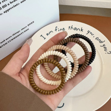 奶咖色电话线发圈大号细款皮筋女扎头发绳高弹力头绳简约马尾发饰