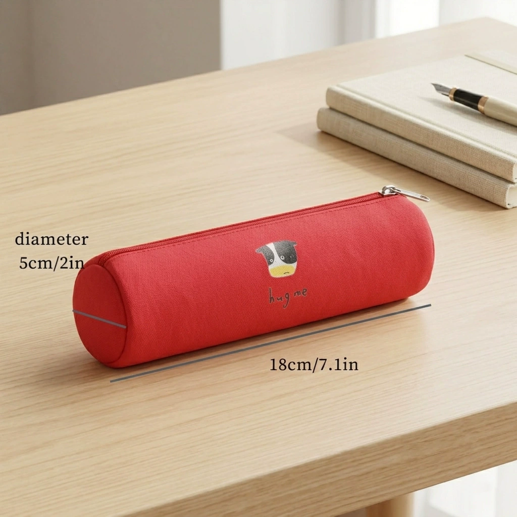 Plush Pencil Case, Japanese Style Capacious Case for Elementary Students, 14.3×6×4 cm