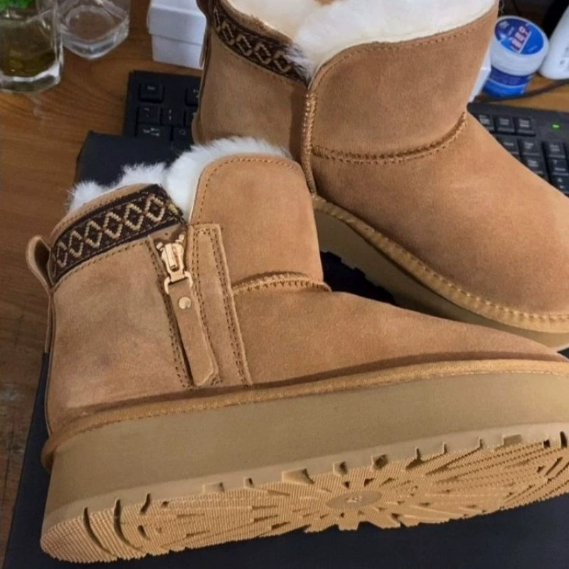 Национальный ветер плюс плюшевый мех один короткий и толстый дно, увеличенные снежные сапоги фабрика северо-восточная короткая трубка утолщенные теплые хлопчатобумажные туфли