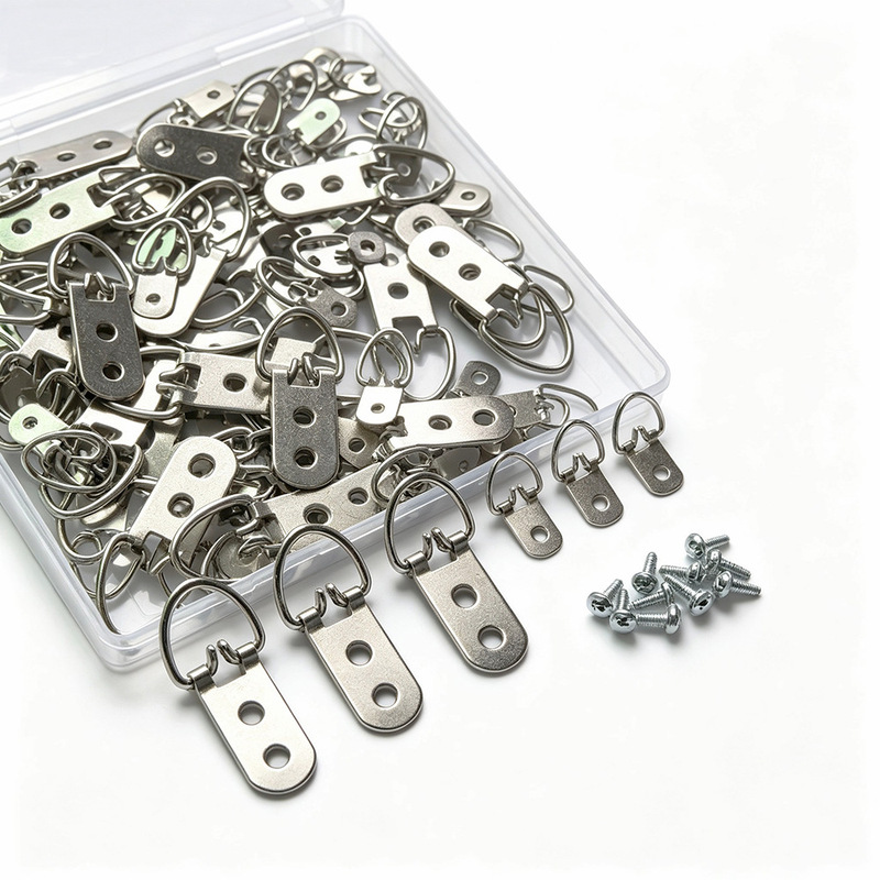 Cross-Border Thickened 2-Hole Silver D-Shaped Hook with Single-Hole Hook Combination, Heavy-Duty Picture Frame and Album Iron Hook