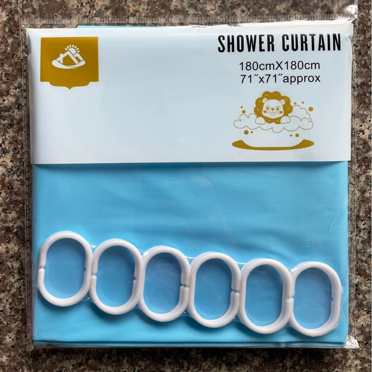 Waterproof Shower Curtain, Solid Design, Increased Thickness, 180×180 cm, Multi-Color