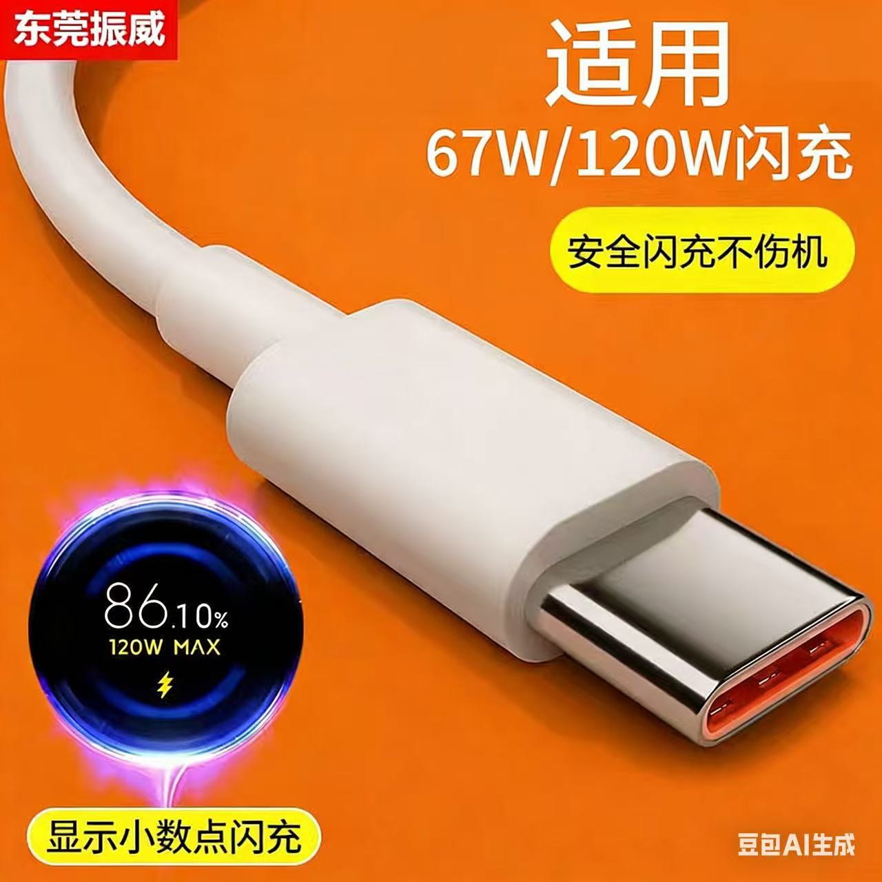 Suitable for Redmi Xiaomi Data Cable 120W Type-C Flash Charging Cable with Gold Standard Decimal Point 6A Fast Charging European Standard
