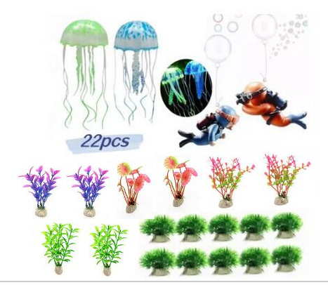 Acuario paisaje decoración simulación plantas acuáticas simulación planta decoración pecera plástico plantas acuáticas 8 plantas acuáticas mixtas traje