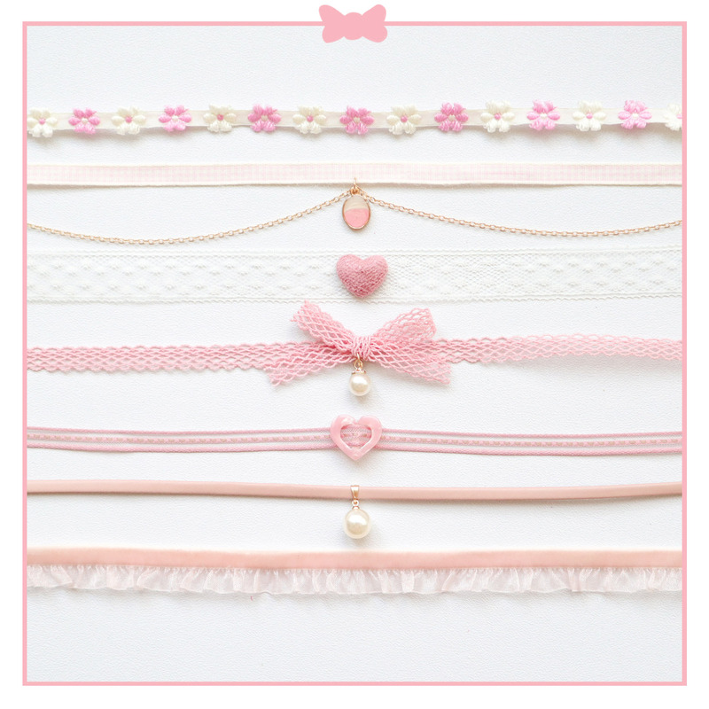 Japanese soft girl girl neck strap pink heart neck chain choker collar short clavicle chain necklace jewelry wholesale Japanese soft girl girl neck strap pink heart neck chain choker collar short clavicle chain necklace jewelry wholesale