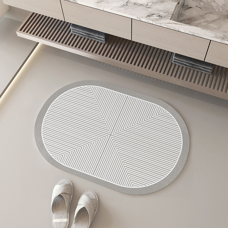 Modern Minimalist Diatomite Bathroom Bath Mat Non-slip Absorbent_voghion.com
